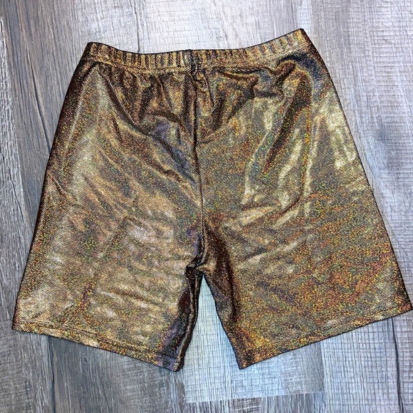 AA Gold Sparkle Disco Running Shorts - Picture 3 of 4